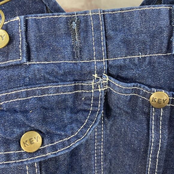 Mens KEY IMPERIAL Carpenter Bib Overalls 38x32 Denim Blue Utility Workwear - Picture 6 of 16